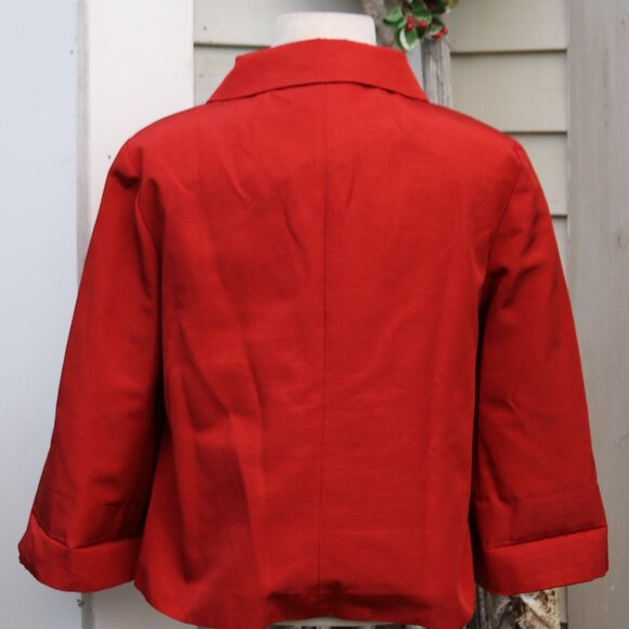 Banana Republic Burnt Orange Round Collar Cotton Blend Cropped Jacket Sz MEDIUM - Picture 6 of 8